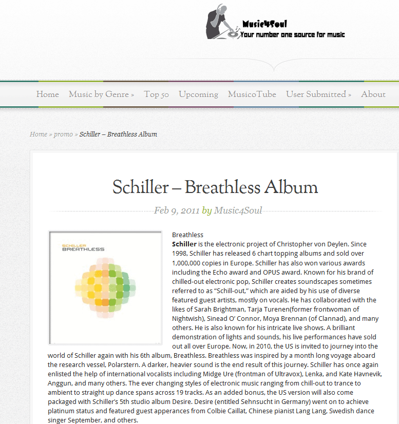 Schiller Promo in Music4Soul