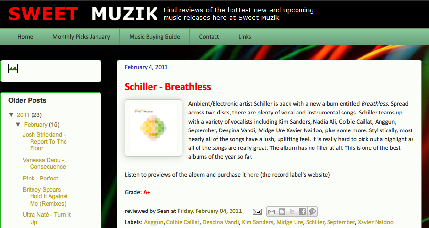 Review of Schiller's Breathless on Sweet Muzik Review of Schiller's Breathless on Sweet Muzik