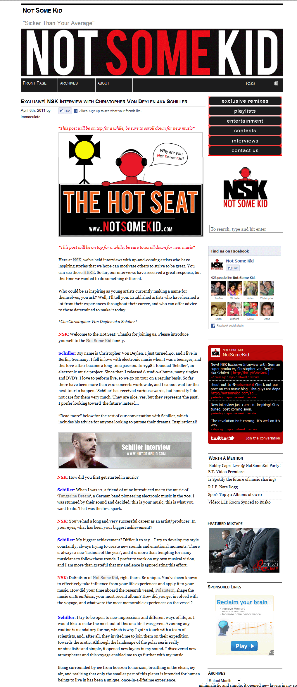 Not Some Kid Interviews Schiller!