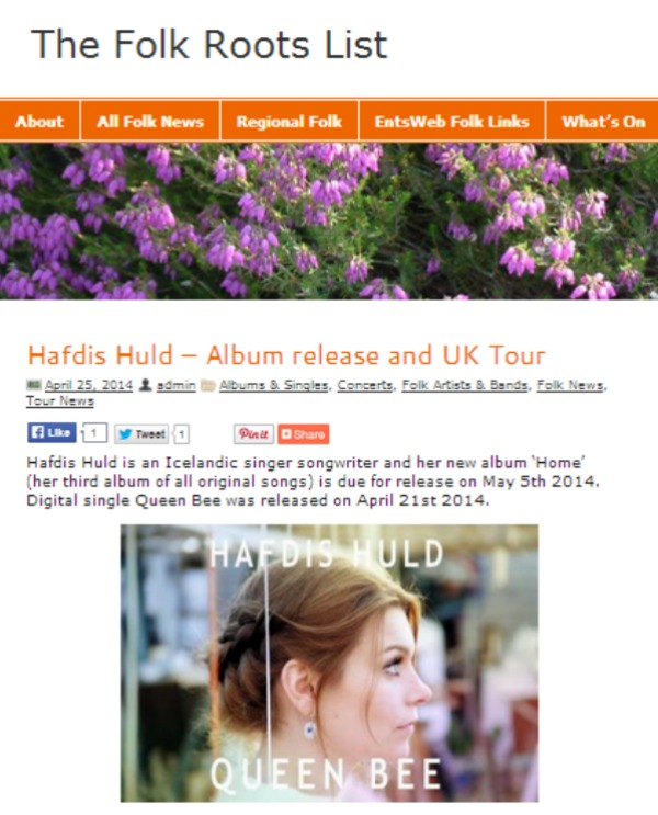 Hafdis Huld Folk Roots UK Feature