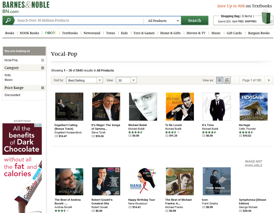 EH Barnes And Noble Number One Vocal Pop