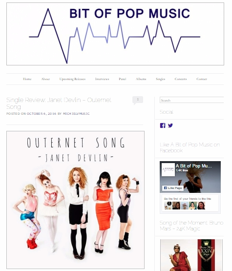 A Bit of Pop Music Reviews Janet Devlin's New Single 'Outernet Song'