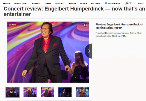 AZ Central Reviews Engelbert Humperdinck's Performance at Talking Stick Resort
