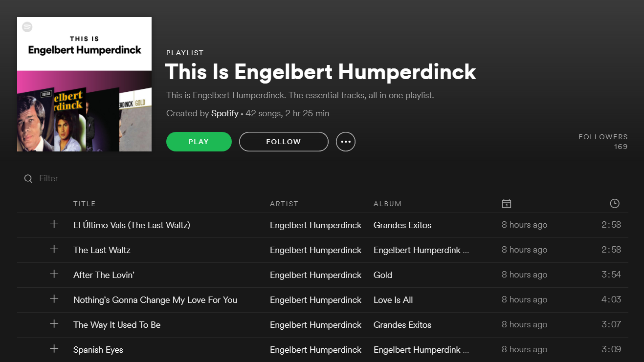 this is engelbert humperdinck spotify playlist